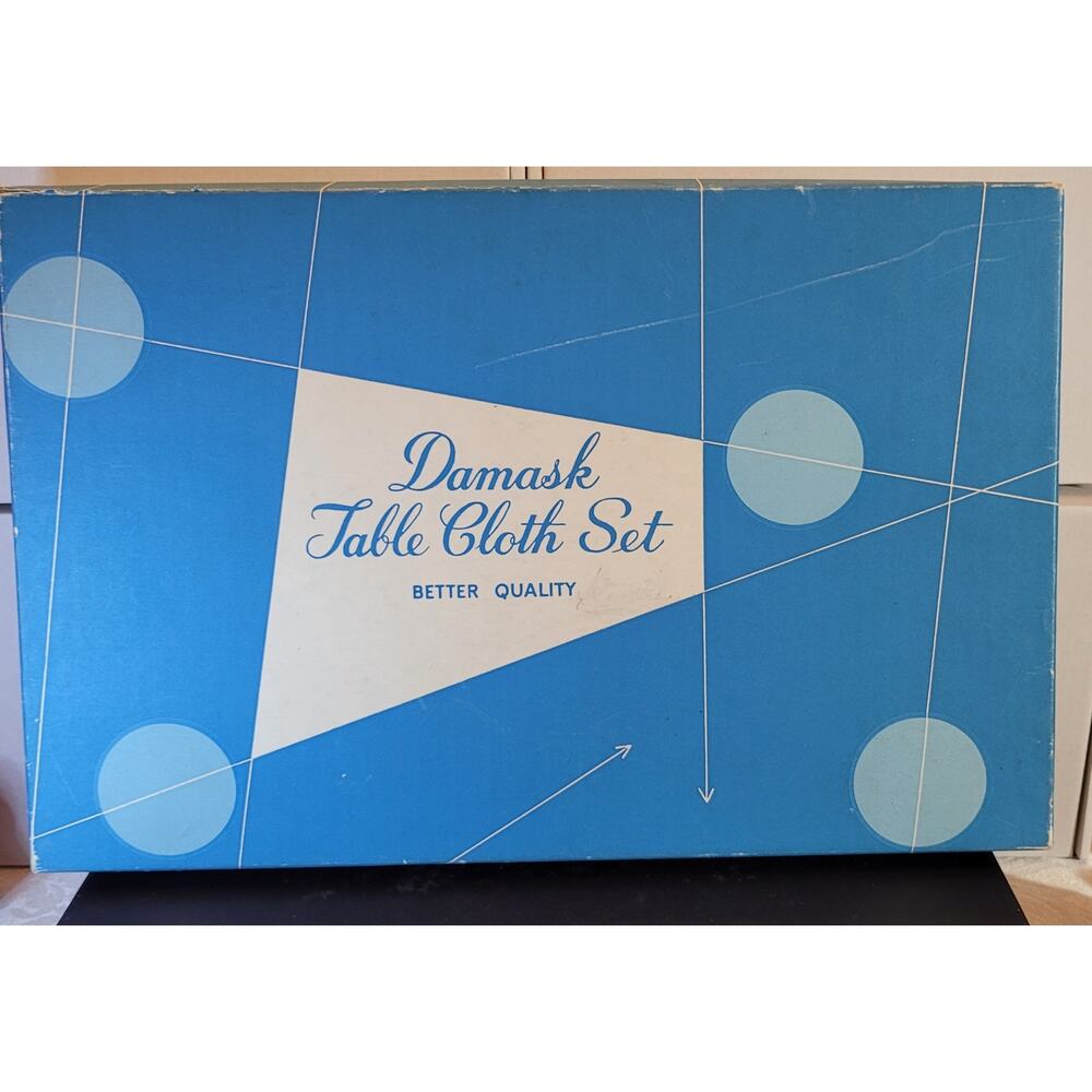 NOS Pink Damask Round Tablecloth, MCM, Harmony House line for Sears